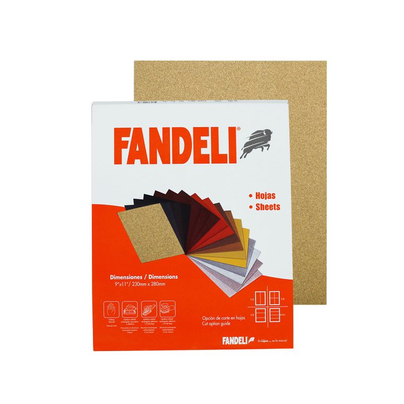  Fandeli, Papel de lija de madera, Grano 100, 25 hojas de 9 x  11 pulgadas, Perfecto para lijar madera, Lijado a mano