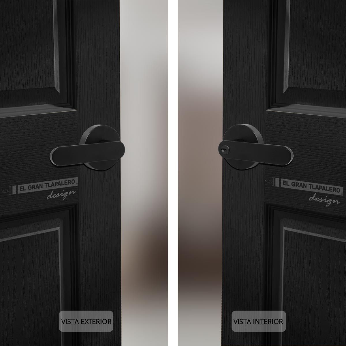 Basics Manchester - Picaportes con cerradura para puerta de entrada,  color negro mate