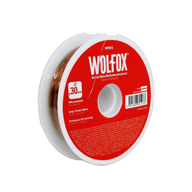 Hilo de nylon multicolor para pesca 0.30 mm WF9513 Wolfox