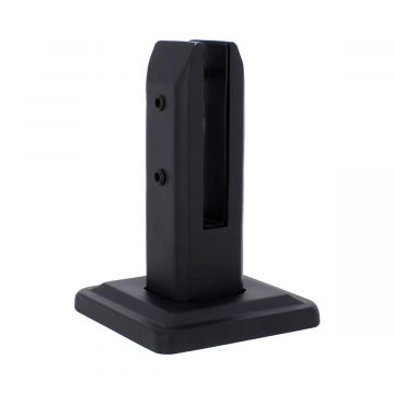 Grapa rectangular negra para barandales de vidrio Axcent