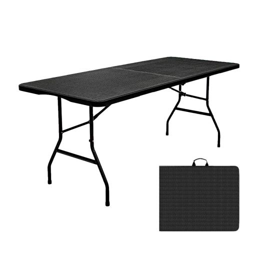 Mesa plegable tipo Ratán 180 cm negra 12150 Deco Hogar