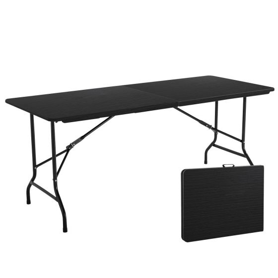 Mesa plegable tipo madera 180 cm negra 12151 Deco Hogar