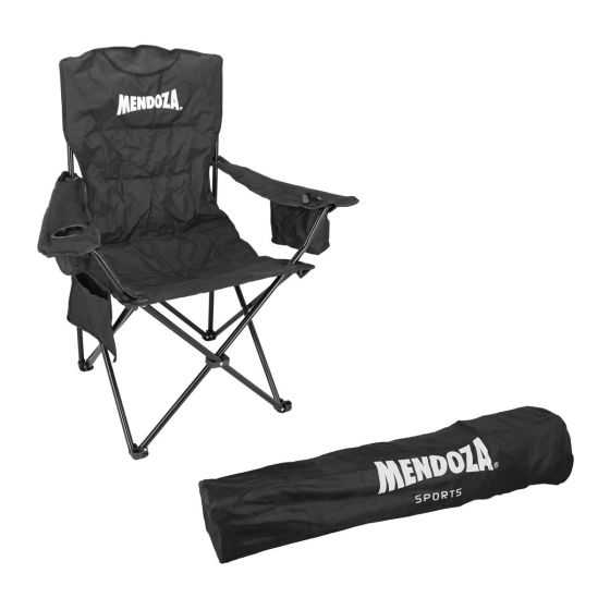 Silla plegable de campismo con portavaso negra MCS001 Mendoza