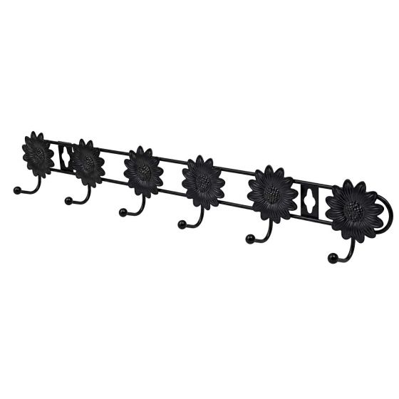 Perchero metálico de pared con 6 ganchos diseño floral