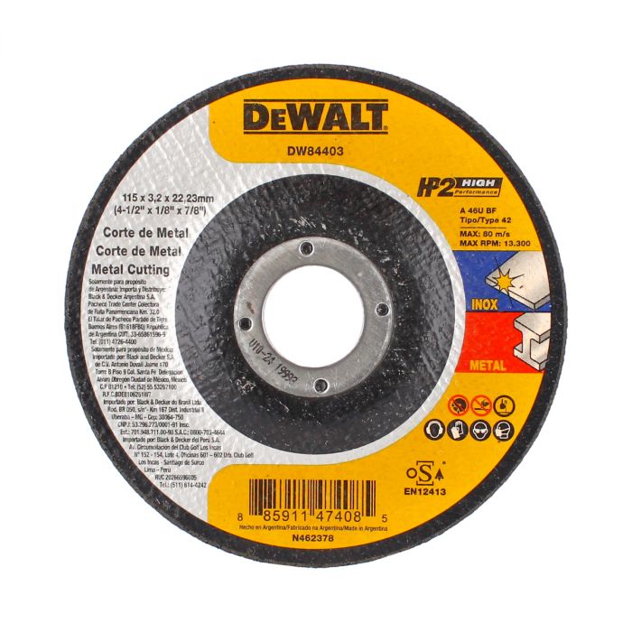Disco de corte de metal 4-1/2" DW84403 DeWalt