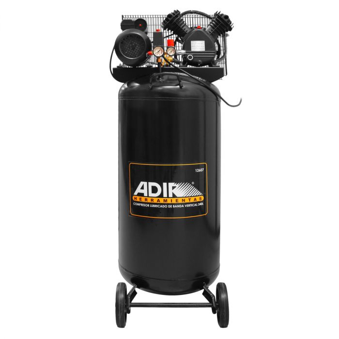 Compresor lubricado de banda vertical 240 litros 12607 Adir