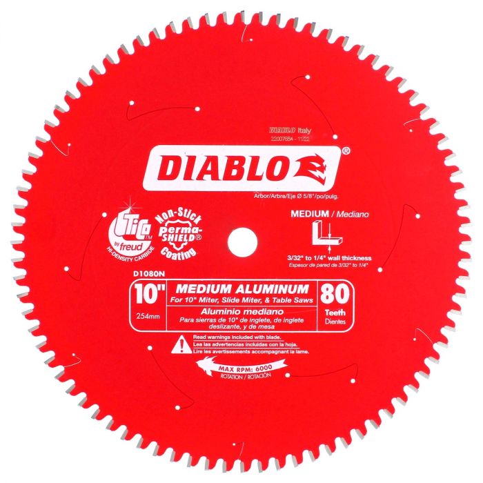 Disco sierra 80 dientes para aluminio medio 10" D1080N Diablo