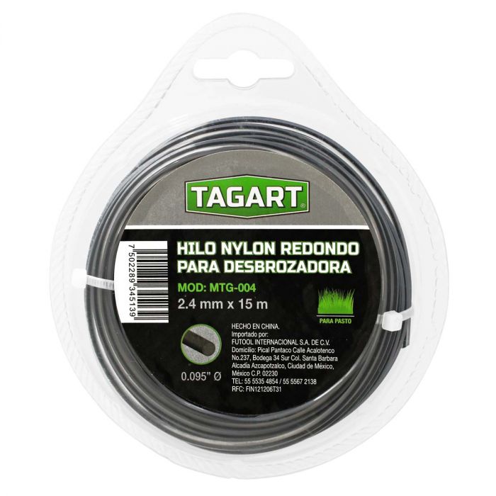 Hilo nylon redondo para desbrozadora 2.4 mm x 15 metros MTG-004 Tagart