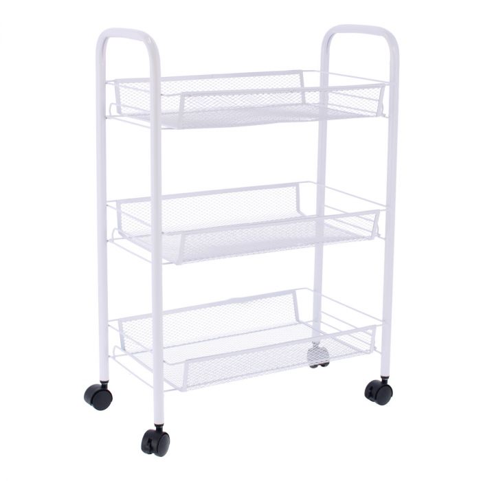 Carrito organizador de metal blanco 12137 DECO HOGAR
