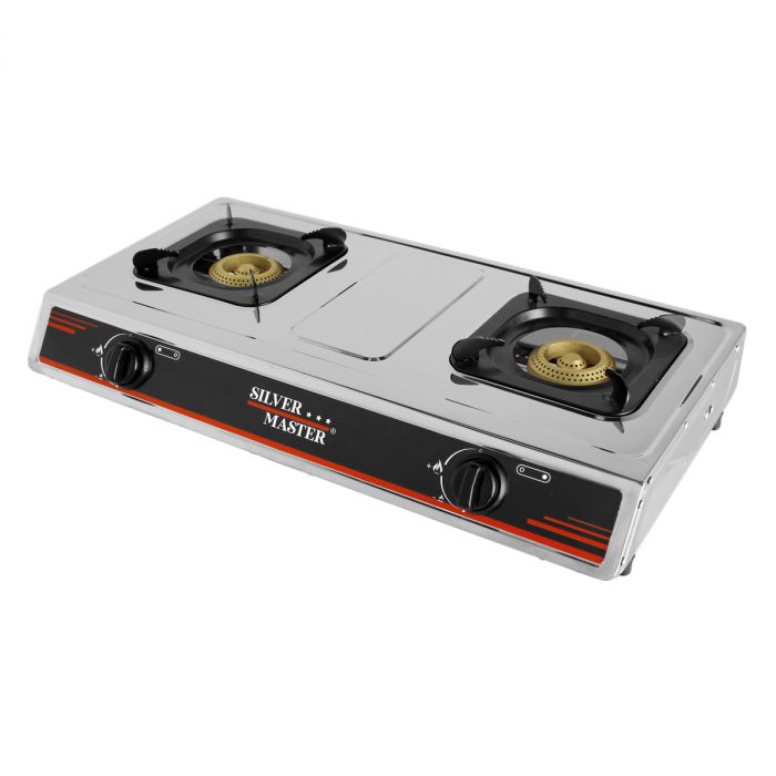 Parrilla de Gas para mesa de 2 quemadores con chispero 12307 Silver Master