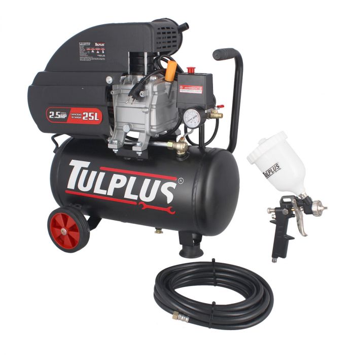 Kit compresor 2.5 HP + manguera + pistola 3831 Tulplus