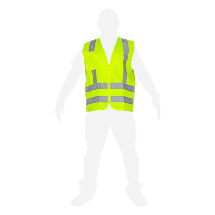 Chaleco de seguridad Brigadier alta visibilidad amarillo unitalla Zipper SR1051 MR Seguridad