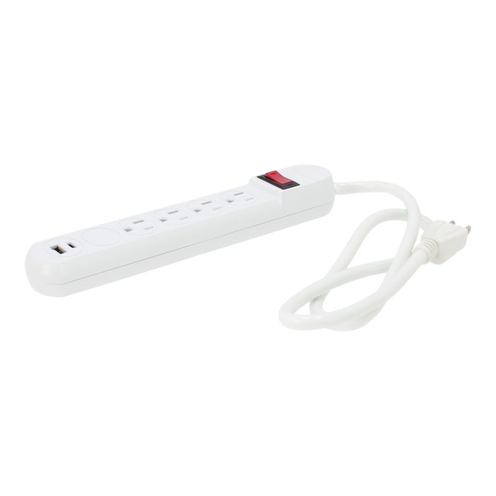 Multicontacto 4 contactos, 1 puerto USB y 1 puerto tipo C y supresor de picos a 110 Joules 1337 Sanelec